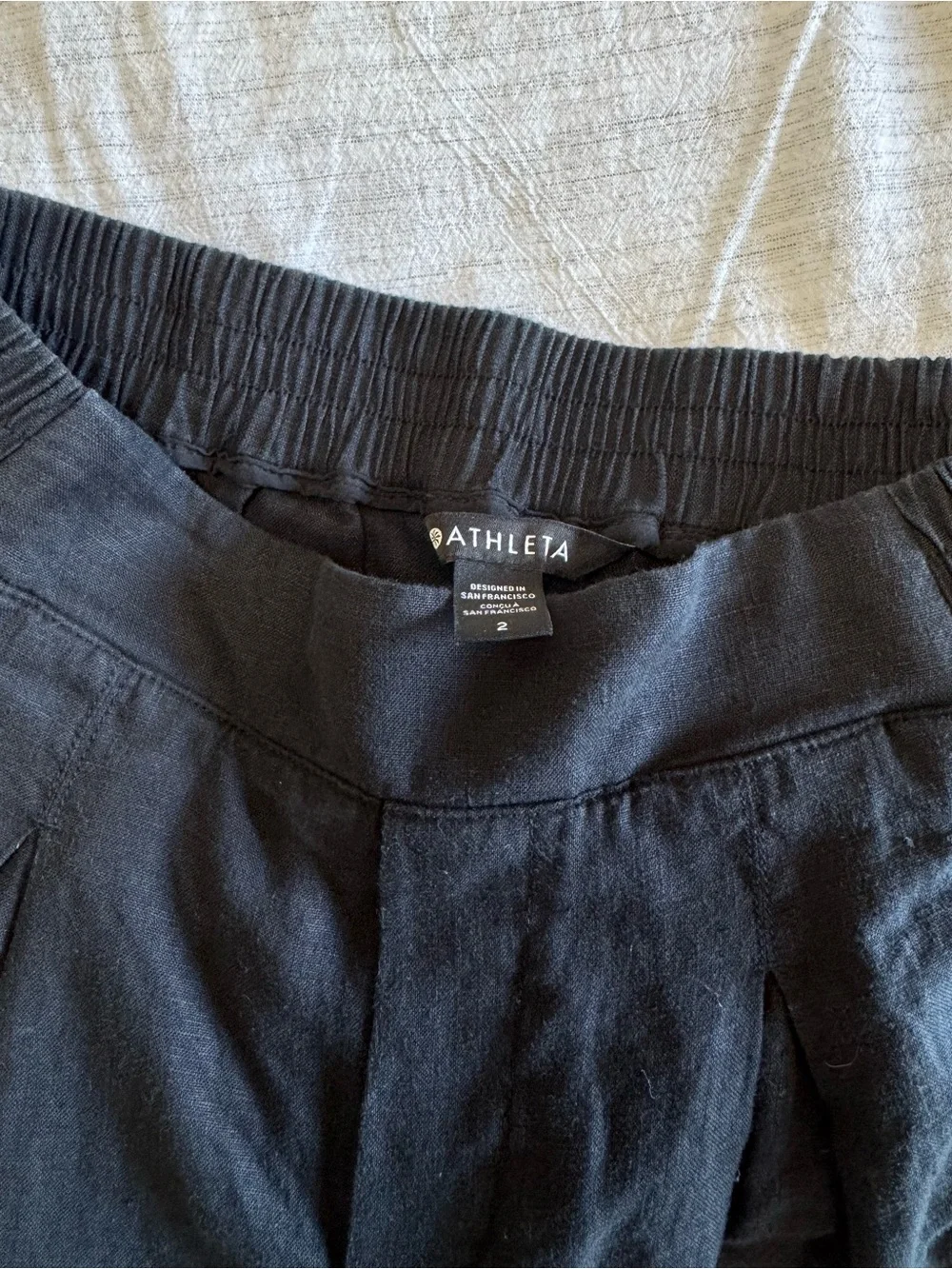 Athleta Black Playa Linen Wide Crop Pants - Picture 7 of 7